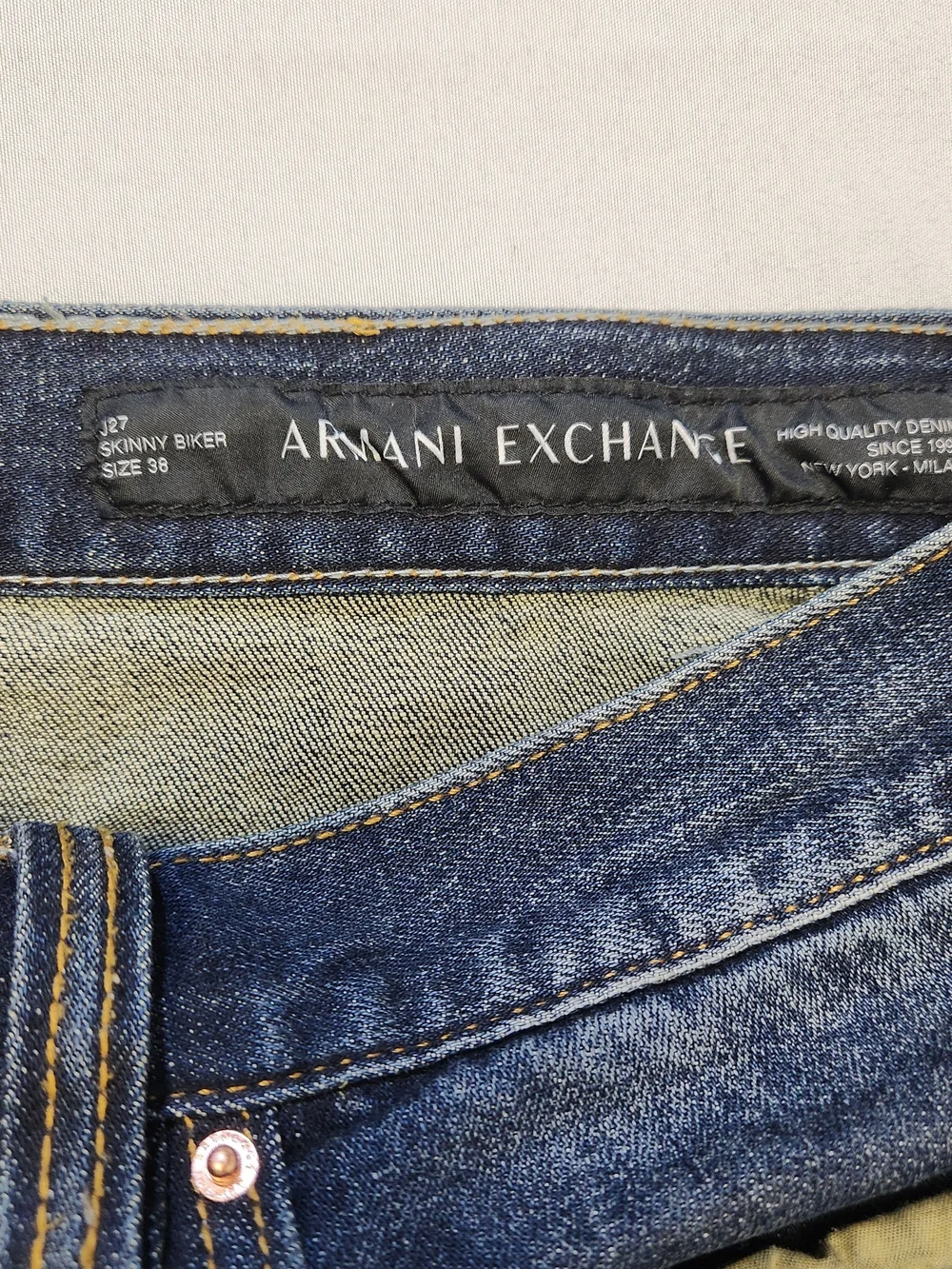 Armani Exchange A|X 38x32 $210 Men's Skinny Biker Med Gray Stretch Cotton Jeans